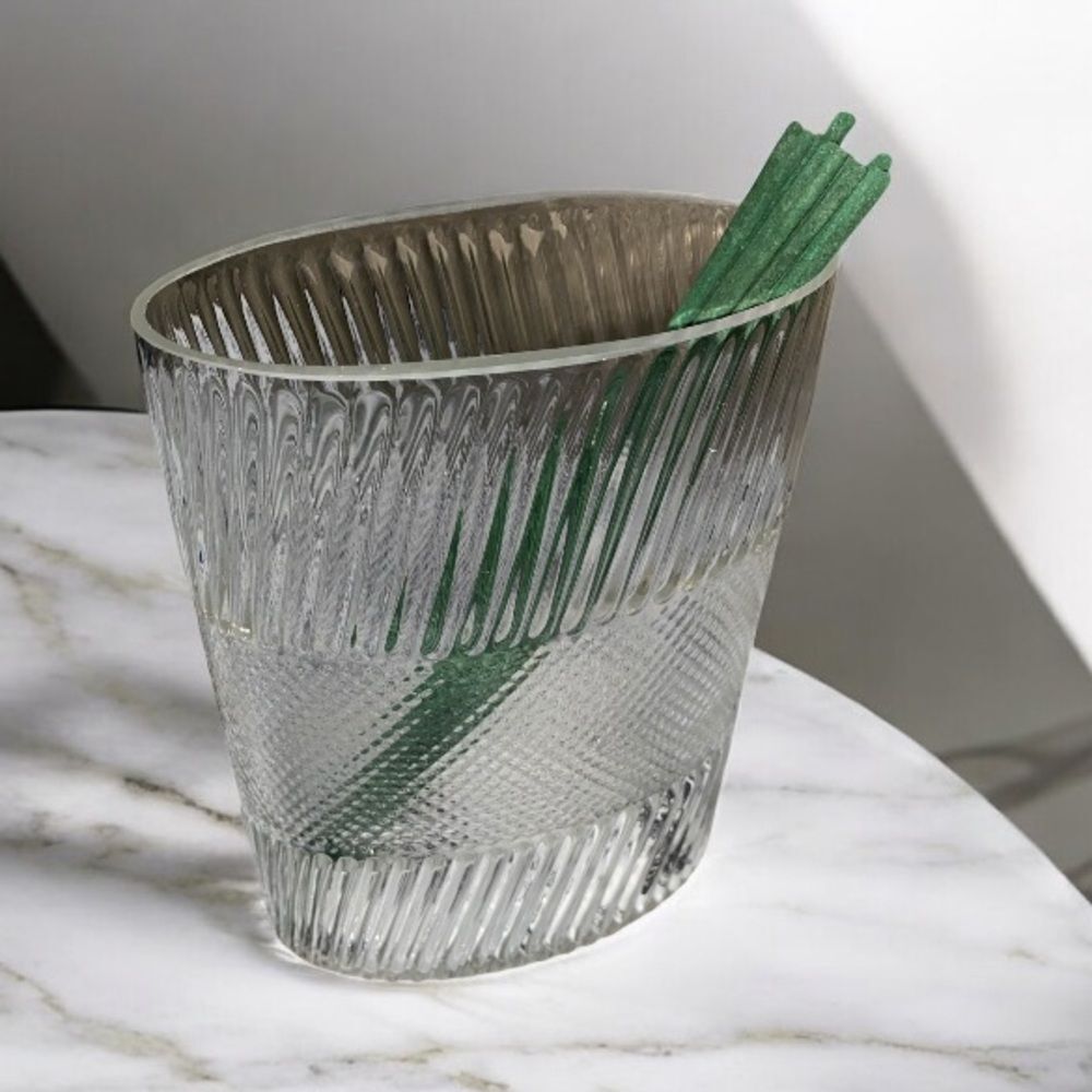 *Textured Glass Vase with two textures oval shaped 8” tall